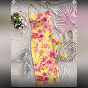 NWT SHEIN Boho Yellow Floral Dress